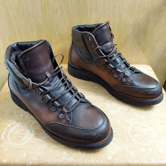 Franceschetti Italy Barneys New York Men's US 10 Brown Leather Ankle Boots - Picture 2 of 13